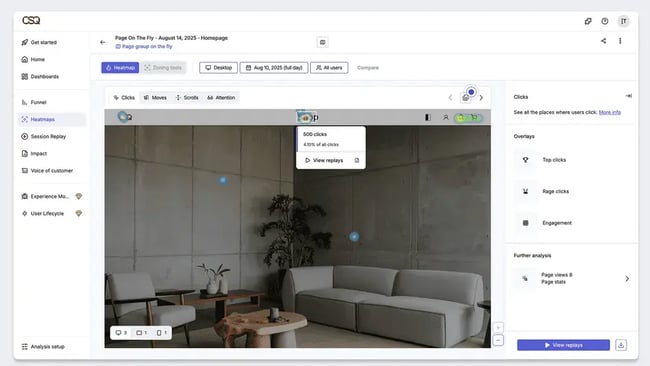 hotjar heatmap screenshot